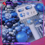 100pcs Navy Blue, Metallic Blue & Silver Balloons Garland Arch Kit For Party Event Decoration