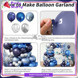 100pcs Navy Blue, Metallic Blue & Silver Balloons Garland Arch Kit For Party Event Decoration