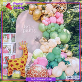100pcs Olive Green, Baby Pink, Ivory & Golden Balloons with Giraffe Foil Balloon Set For Jungle / Safari Theme Decoration