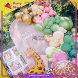 100pcs Olive Green, Baby Pink, Ivory & Golden Balloons with Giraffe Foil Balloon Set For Jungle / Safari Theme Decoration
