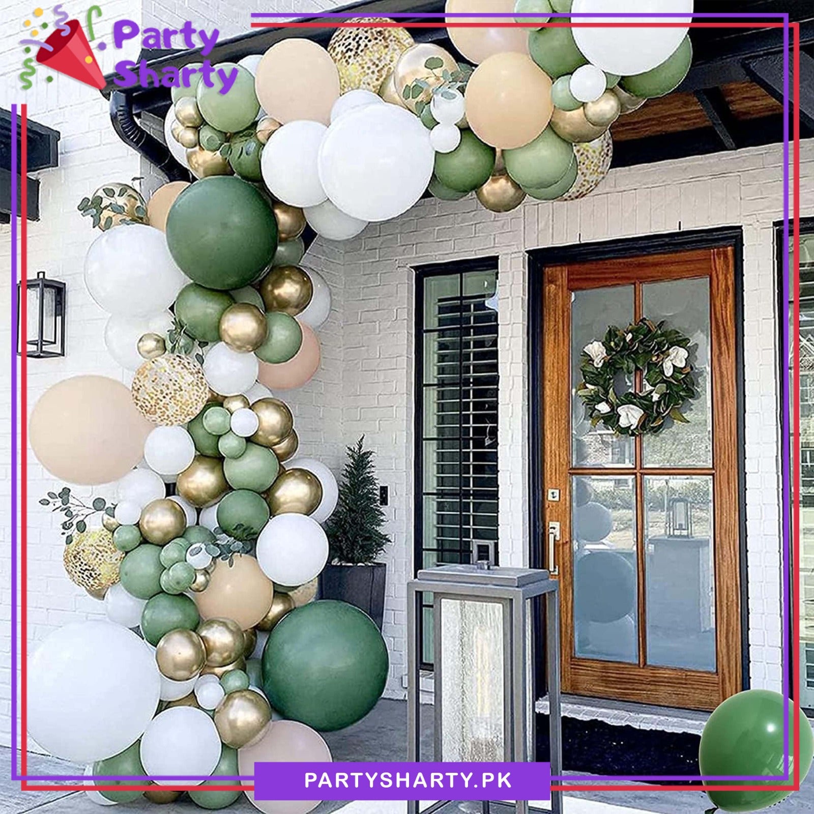 100pcs Olive Green, White, Metallic Golden & Apricot Balloon Garland Arch Kit For Decoration