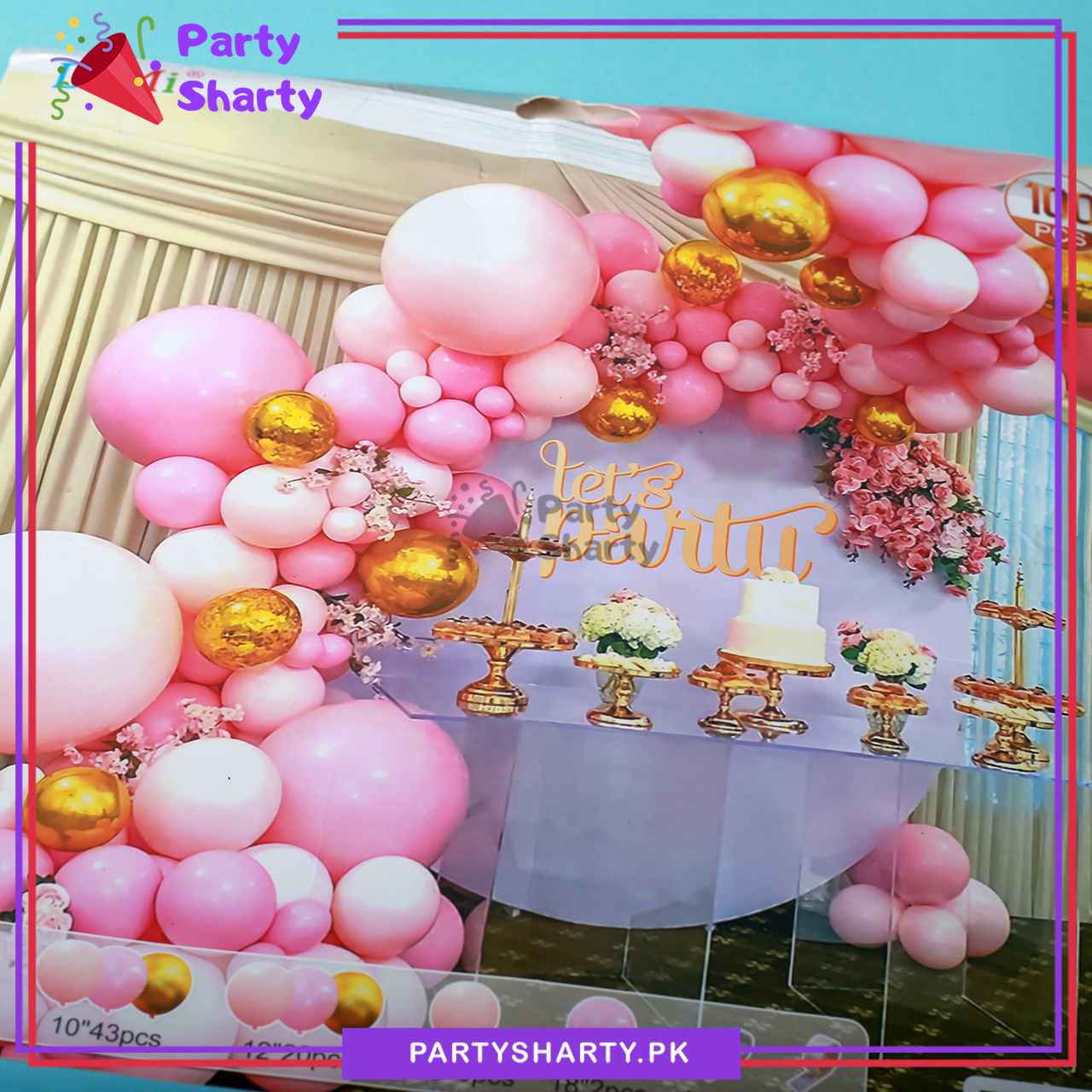 100pcs Pink, Baby pink & Metallic Golden Balloon Garland Arch Kit For Party Event Decoration
