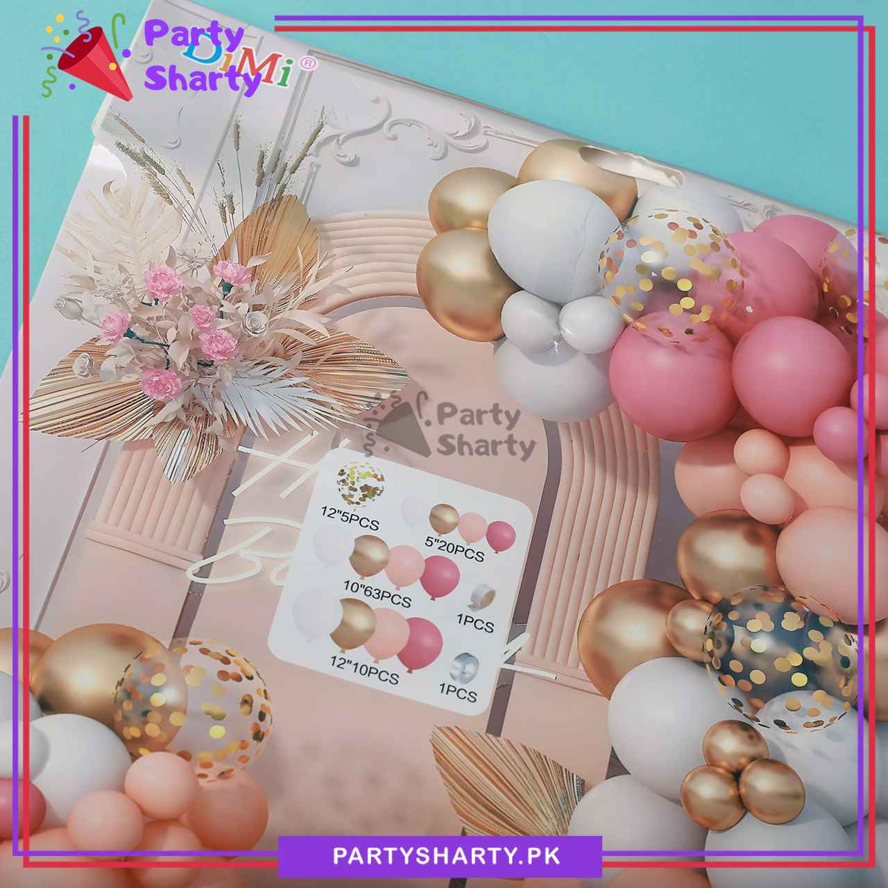100pcs Retro Pink, Apricot, White & Metallic Golden Balloons Garland Arch Kit For Party Event Decoration
