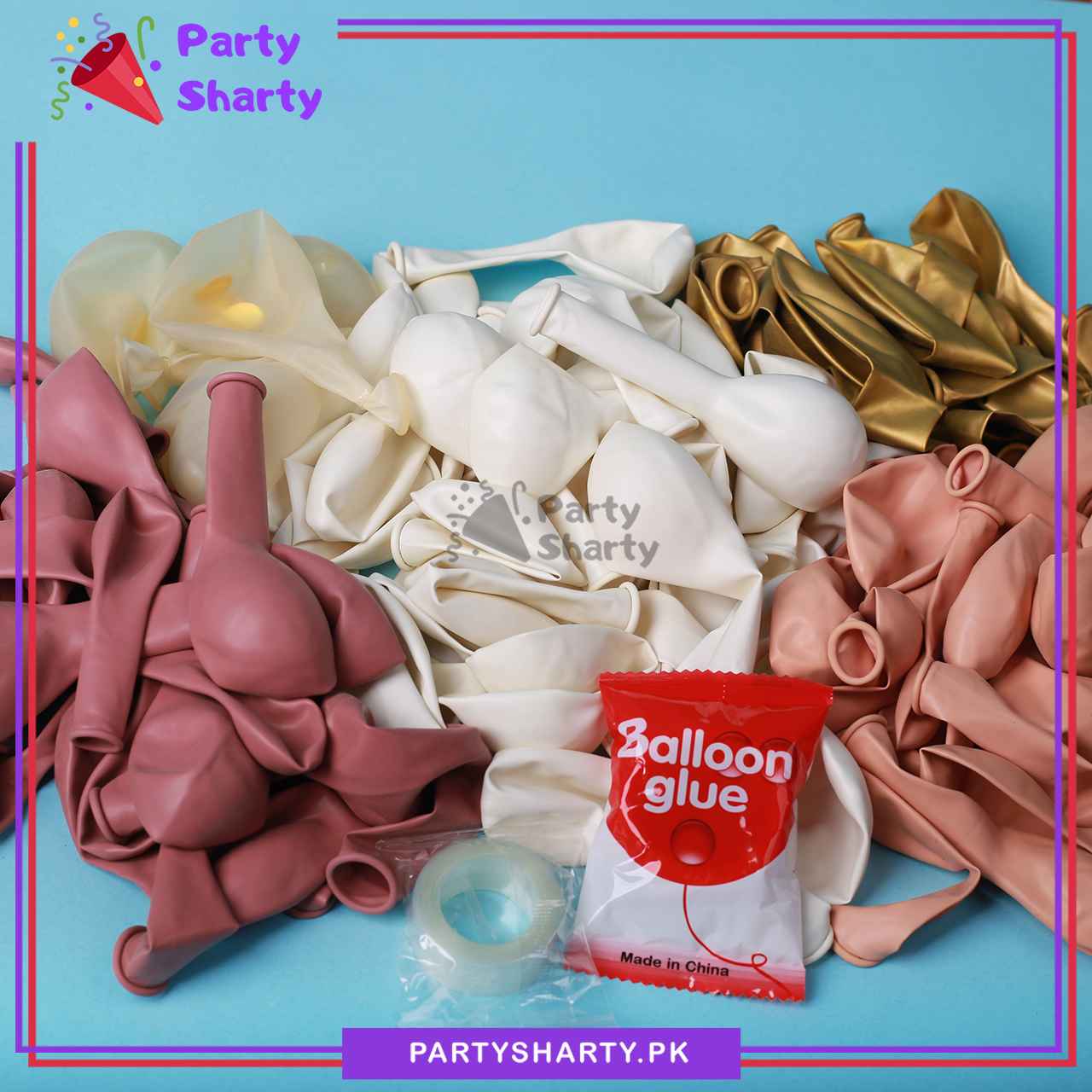 100pcs Retro Pink, Apricot, White & Metallic Golden Balloons Garland Arch Kit For Party Event Decoration
