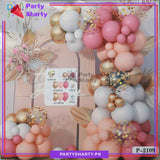 100pcs Retro Pink, Apricot, White & Metallic Golden Balloons Garland Arch Kit For Party Event Decoration