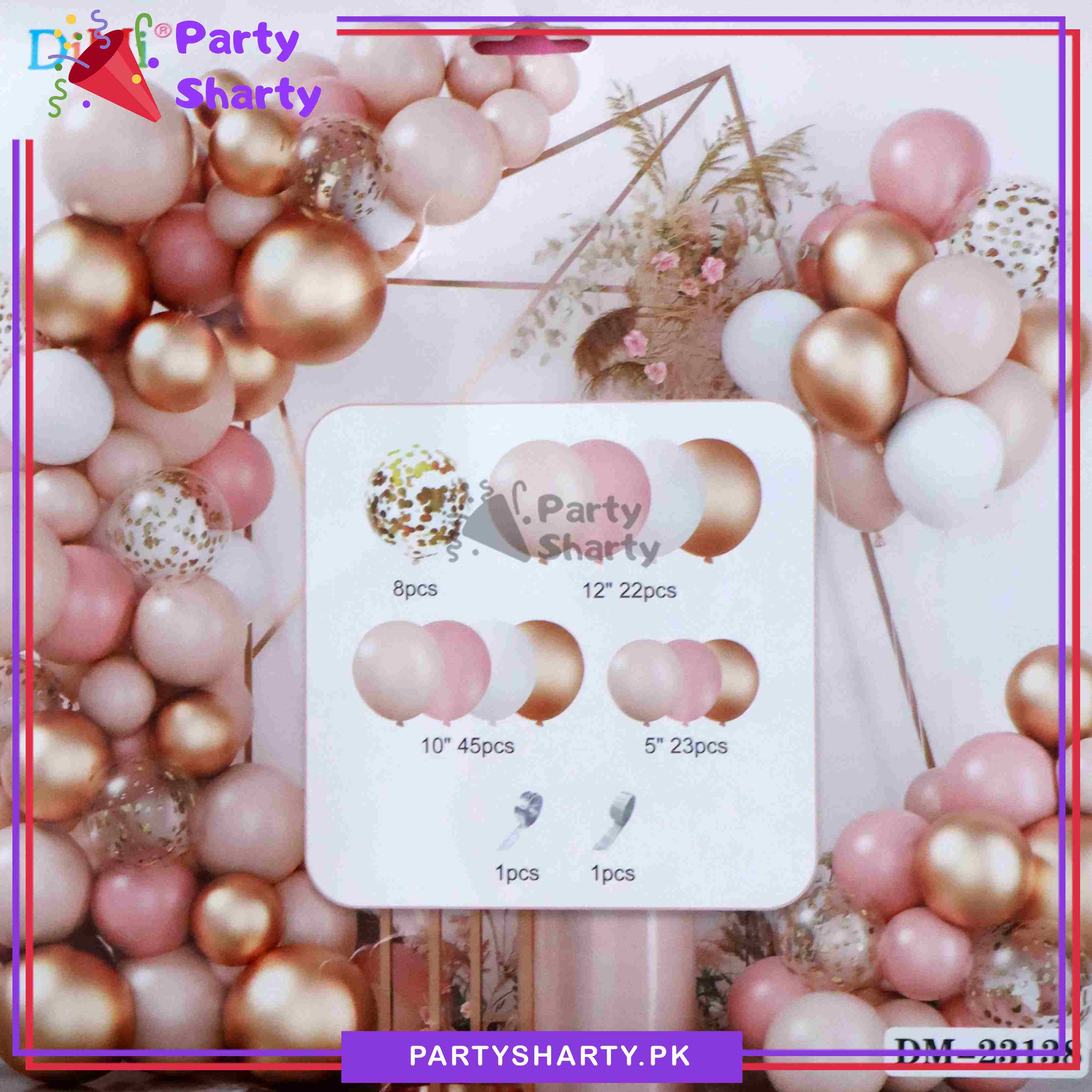 100pcs Retro Pink, Sand White, White & Metallic Golden Balloons Garland Kit for Party Decorations and Celebration