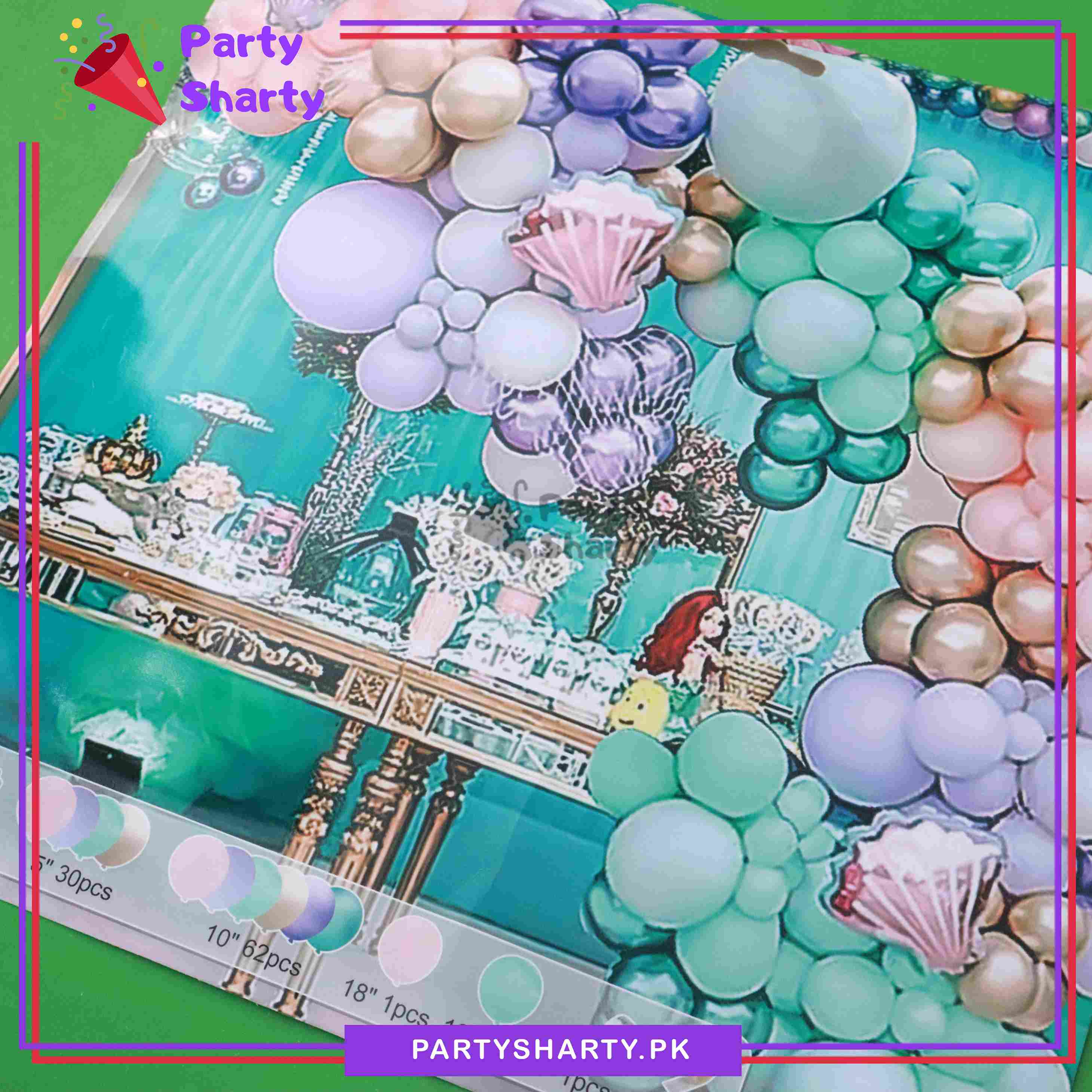 100pcs Sea Green, Baby Pink and Purple Balloons with Sea Shell Foil Balloon Garland Kit for Mermaid Theme Party Decorations and Celebration
