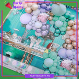 100pcs Sea Green, Baby Pink and Purple Balloons with Sea Shell Foil Balloon Garland Kit for Mermaid Theme Party Decorations and Celebration