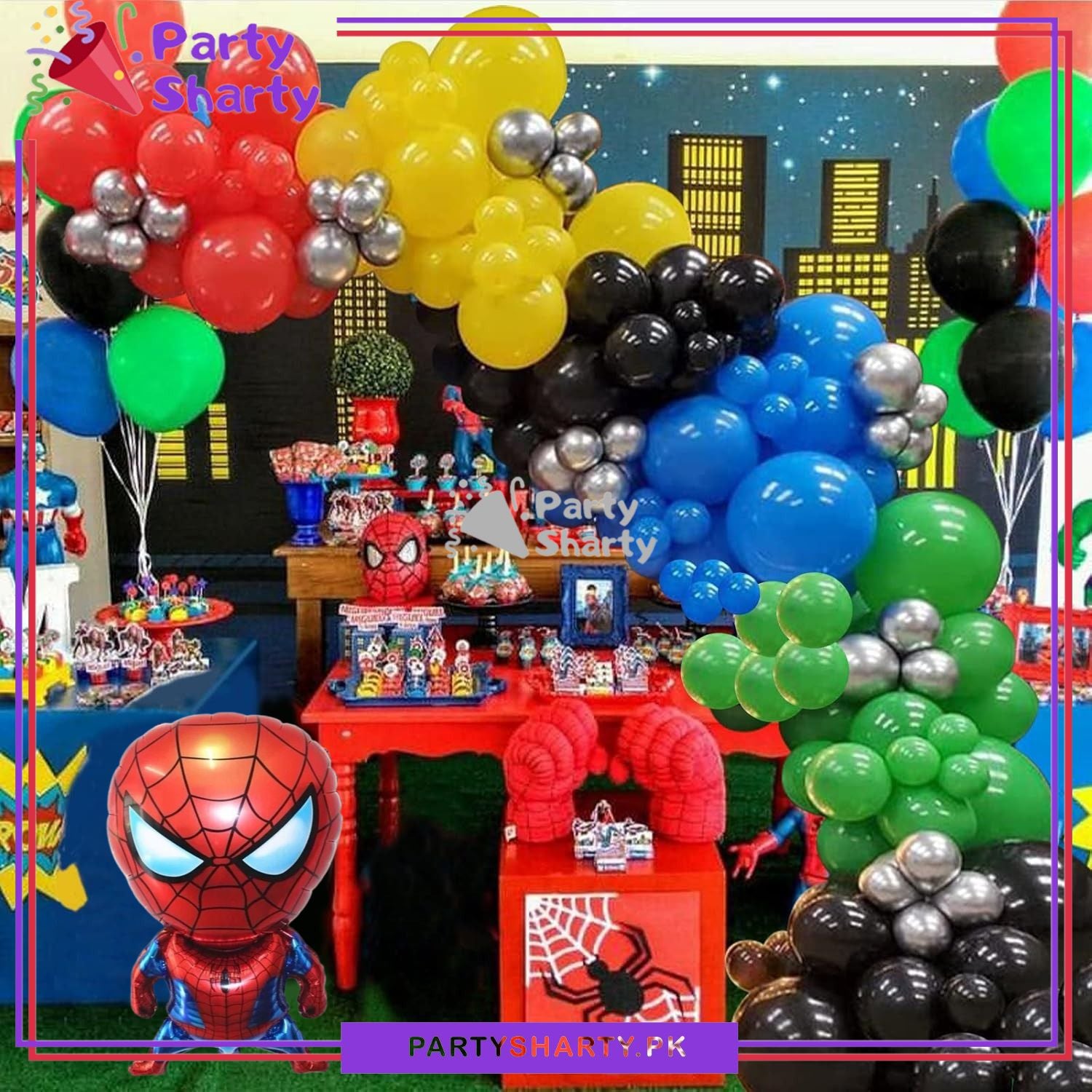 100pcs Spiderman Theme Balloons Garland Set For Spider Man Theme Decorations