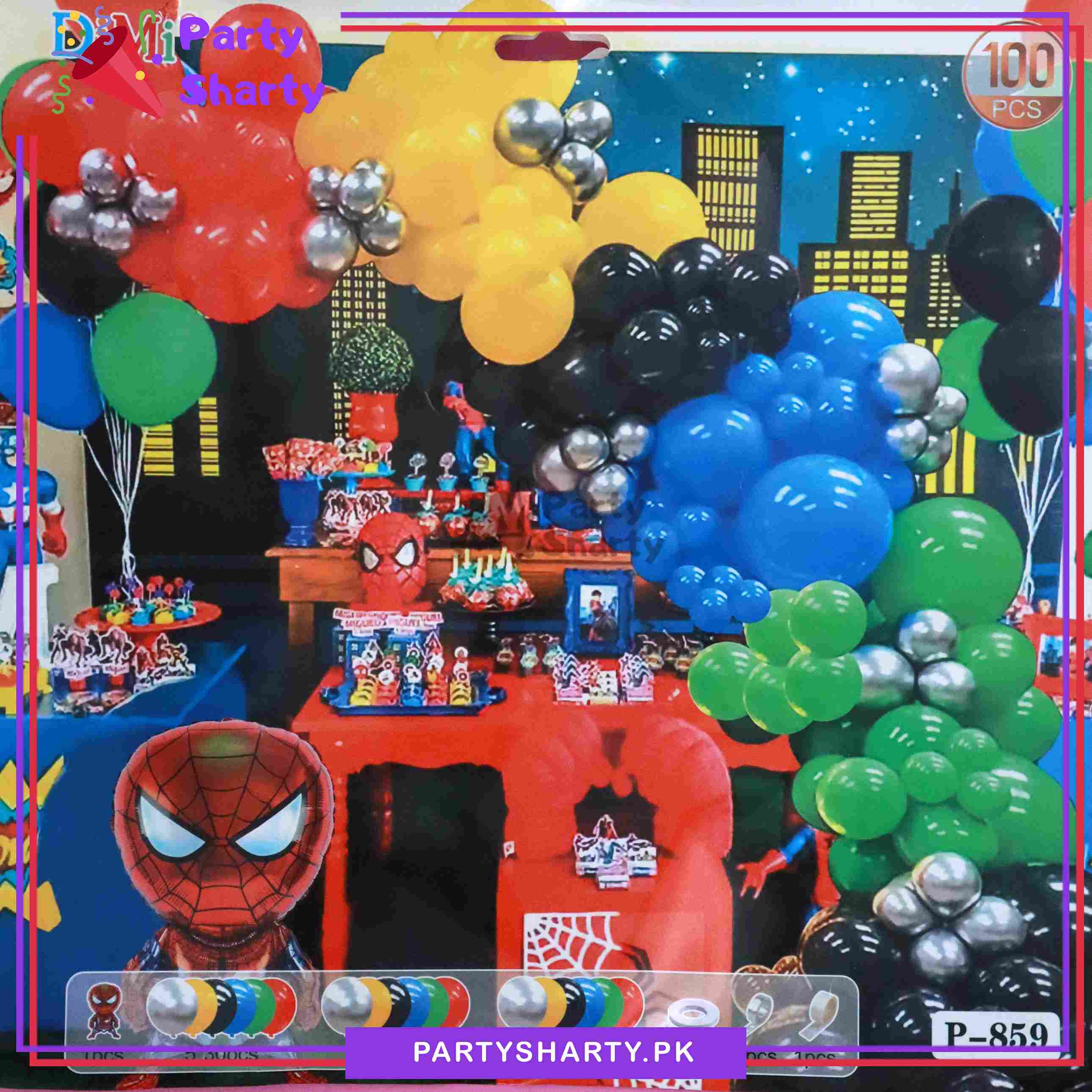 100pcs Spiderman Theme Balloons Garland Set For Spider Man Theme Decorations