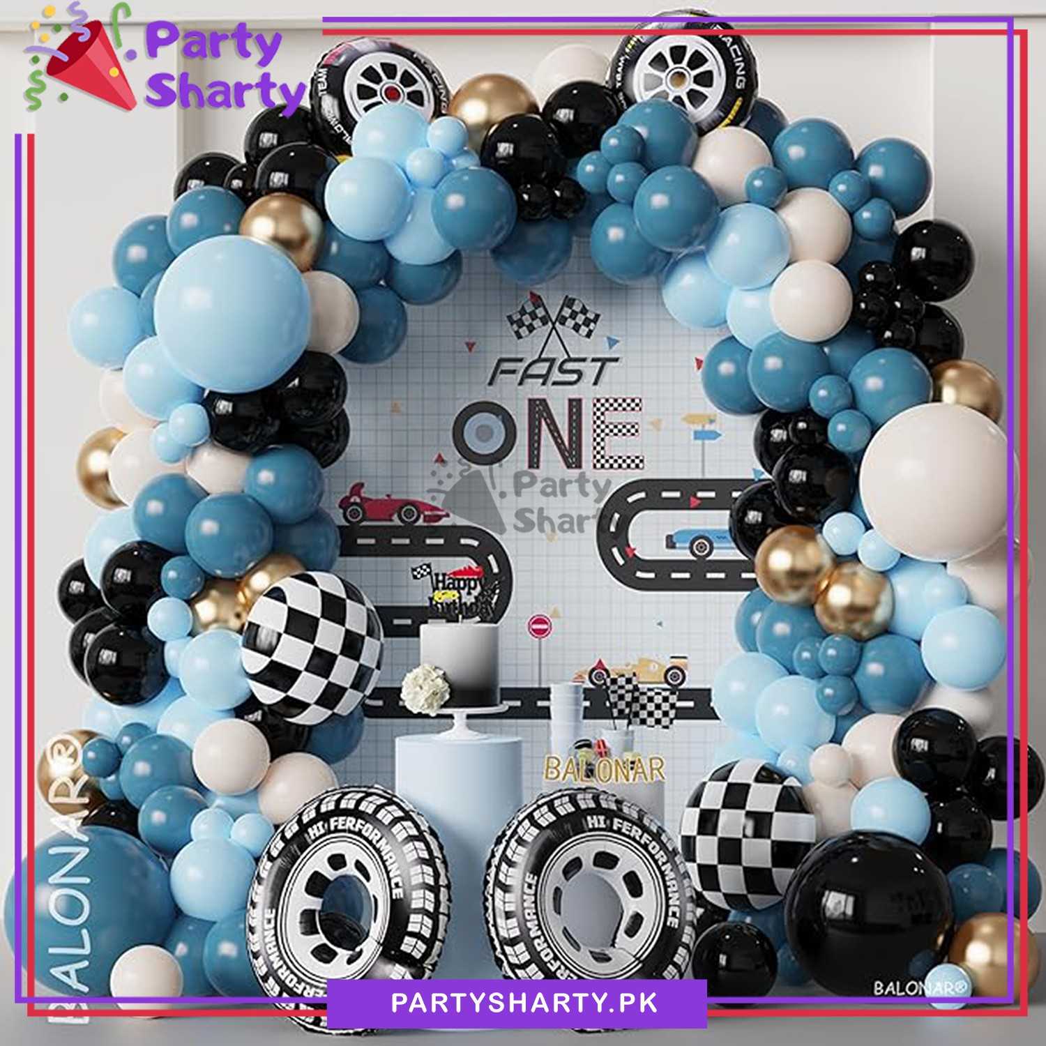100pcs Too Fast Tyre Theme Set For Racing Car Themed Party Decoration & Celebration