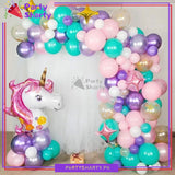100pcs Unicorn Theme Pink, Purple & Sea Green Balloons Garland Arch For Birthday Party Decoration and Celebration