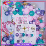 100pcs Unicorn Theme Pink, Purple & Sea Green Balloons Garland Arch For Birthday Party Decoration and Celebration
