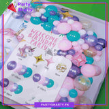 100pcs Unicorn Theme Pink, Purple & Sea Green Balloons Garland Arch For Birthday Party Decoration and Celebration