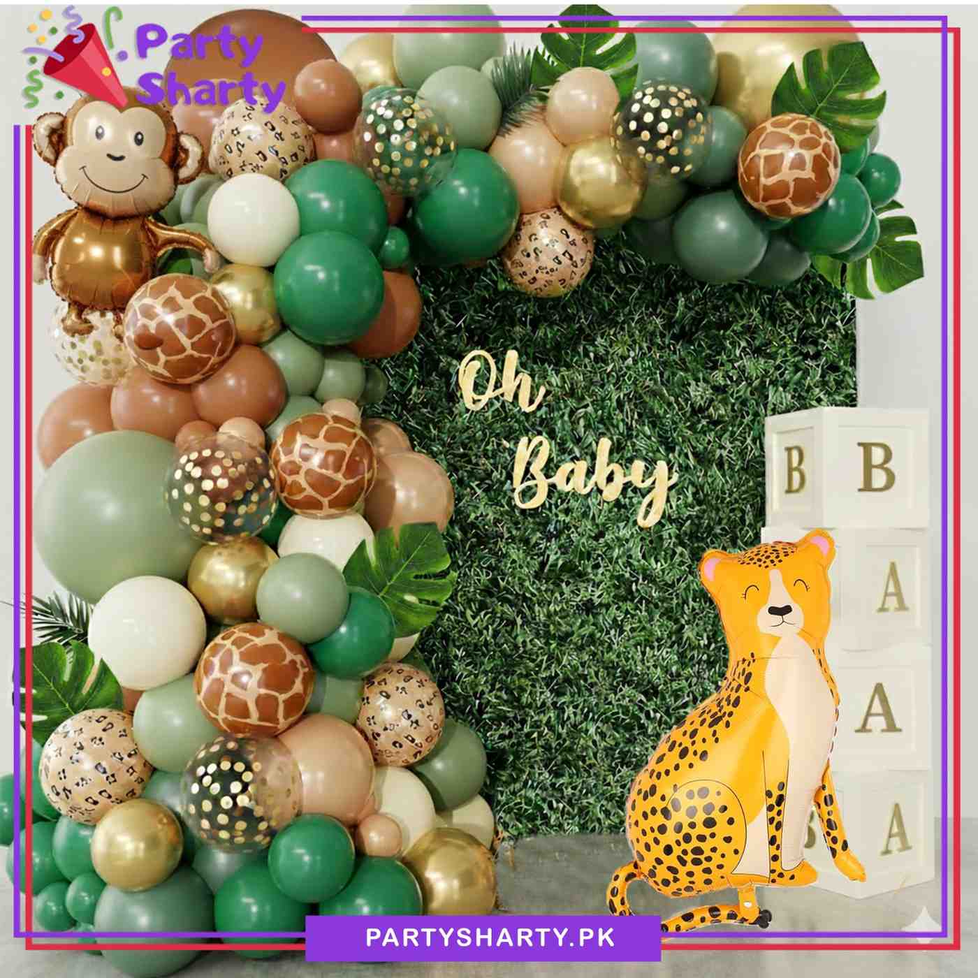 100pcs Wild Animal Theme Balloon Set For Jungle / Safari / Wild Theme Party Decoration