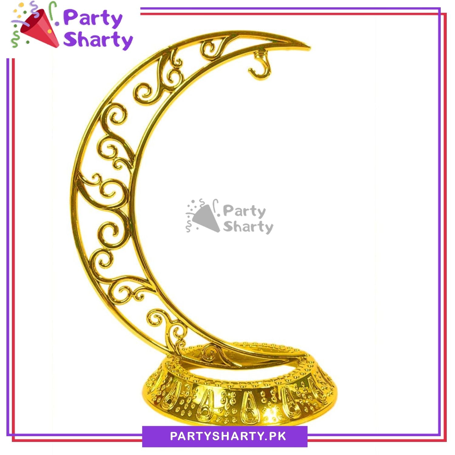 12inches Large Size Golden Crescent Moon Style Table Stand For Lantern Hanging and Table Decoration