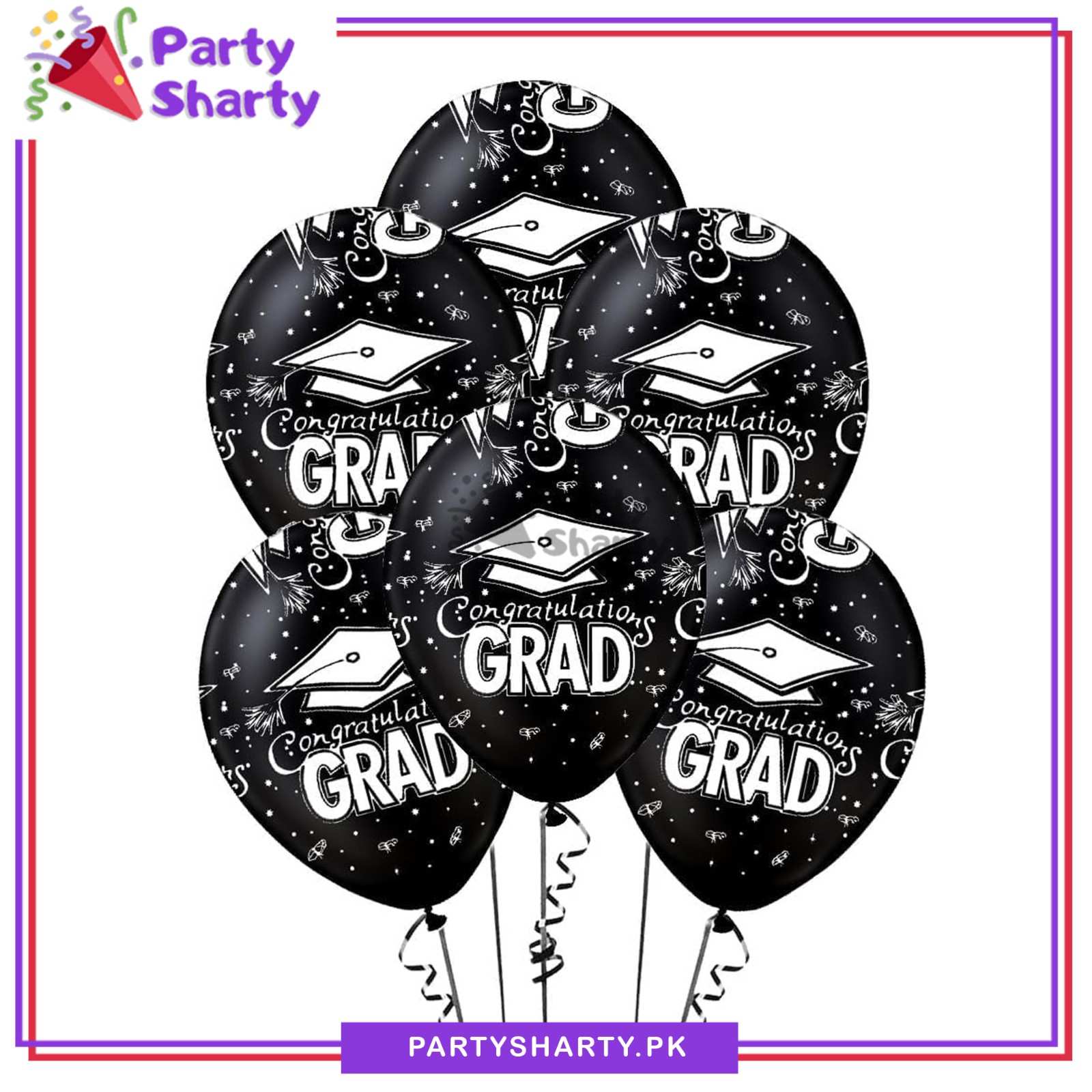10pcs Black Color Congratulations GRAD Printed Latex Balloons For Graduation Party Celebration