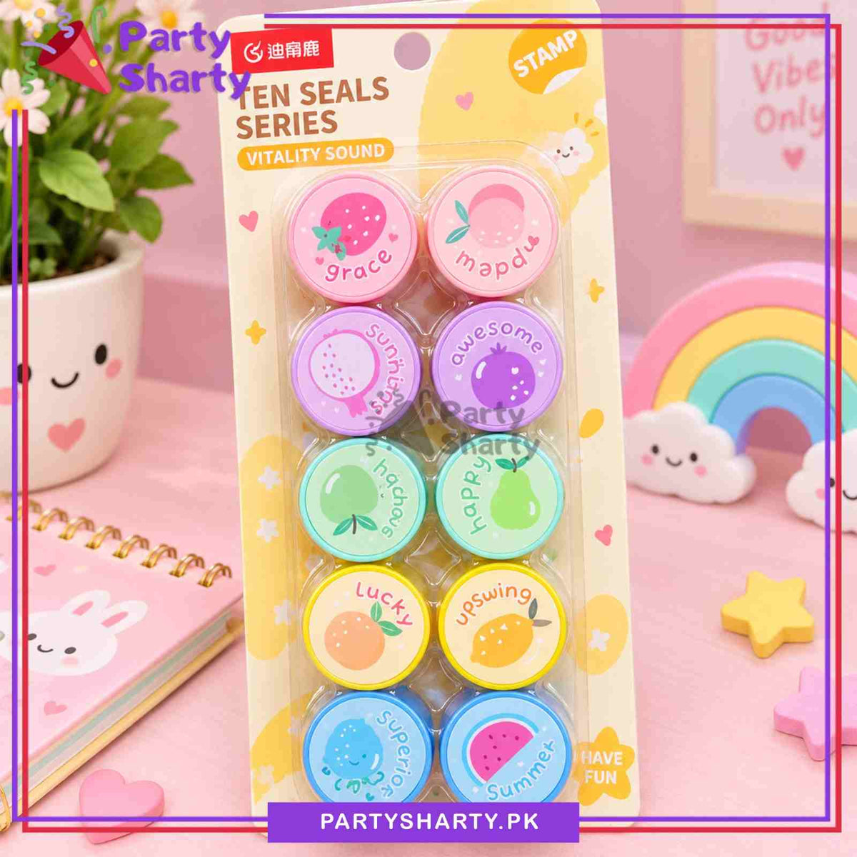 10pcs Fruits Theme Stamps Set For Birthday Party Giveaways