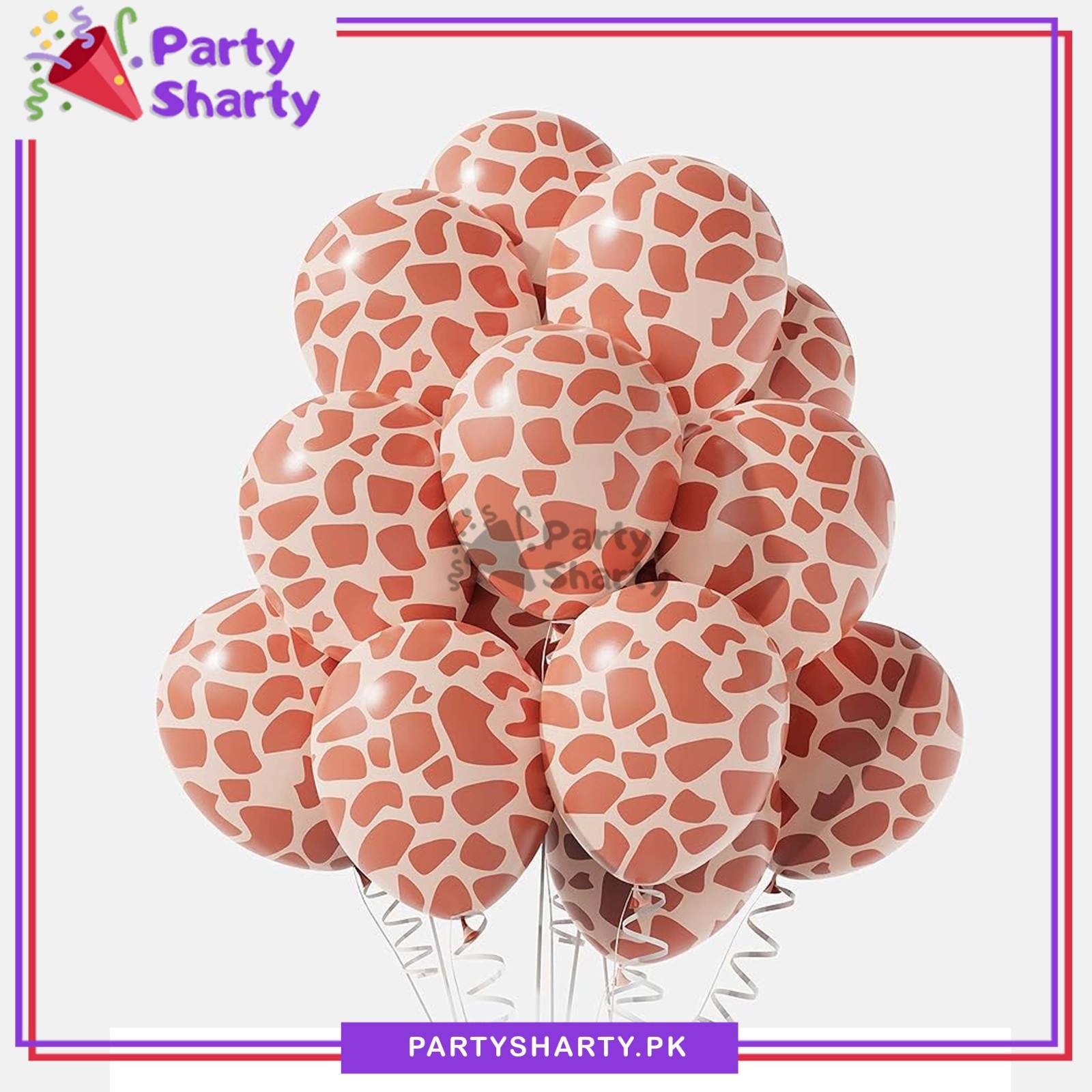 10pcs Giraffe Pattern Printed Latex Balloons For Jungle / Safari Theme Birthday Party Decoration
