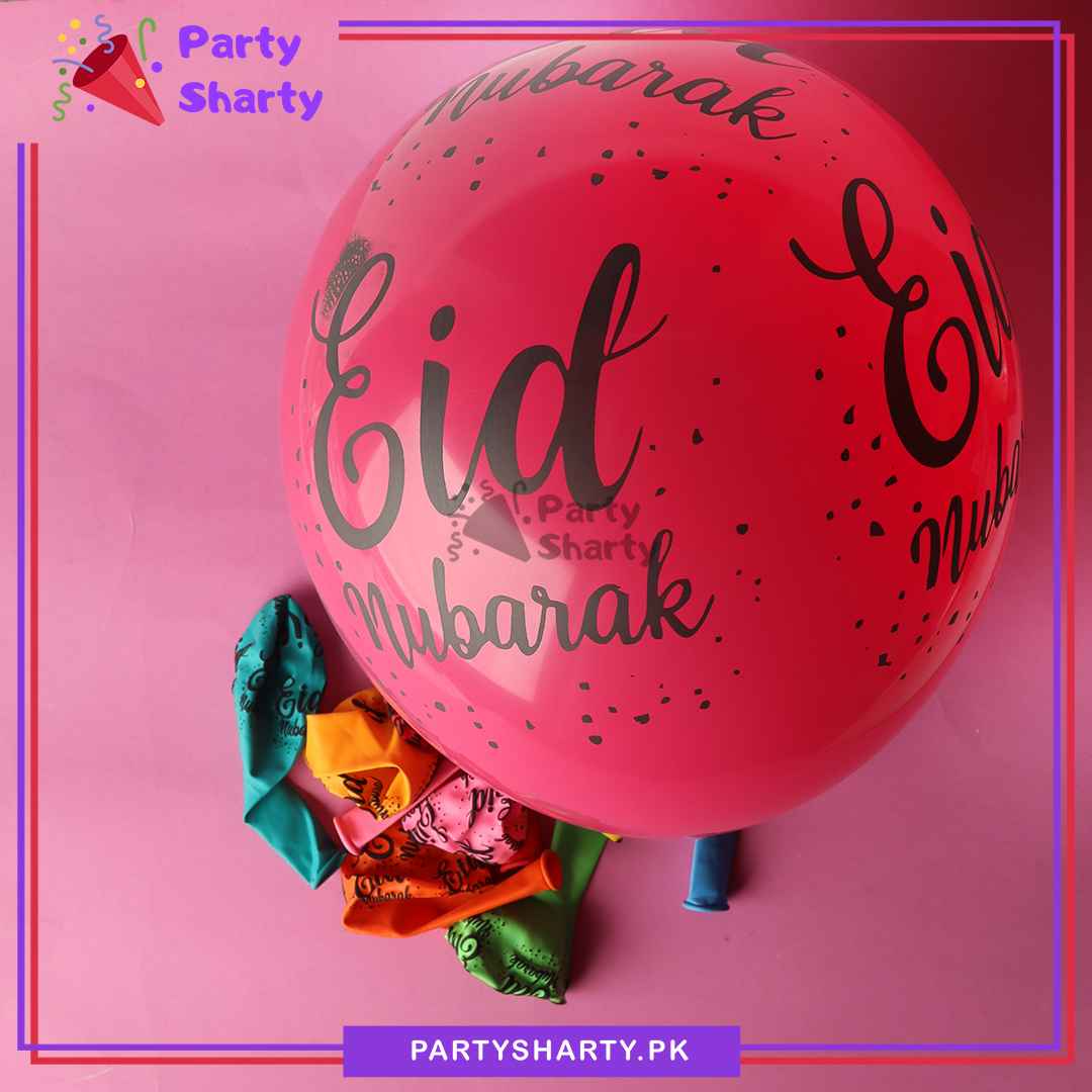 10pcs/Set Eid Mubarak Printed Multi Color Latex Balloons for Eid Mubarak Decorations and Celebrations