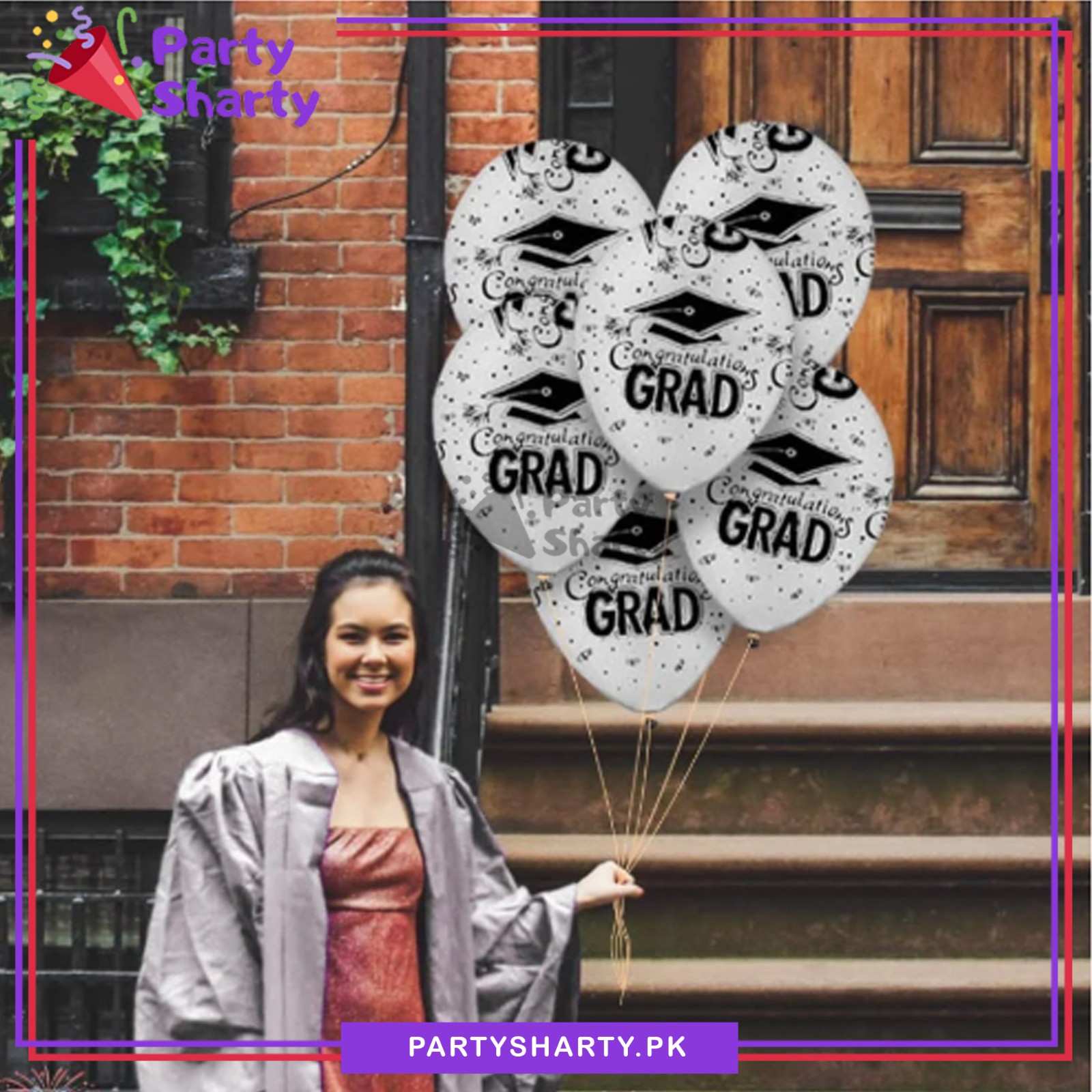 10pcs White Color Congratulations GRAD Printed Latex Balloons For Graduation Party Celebration