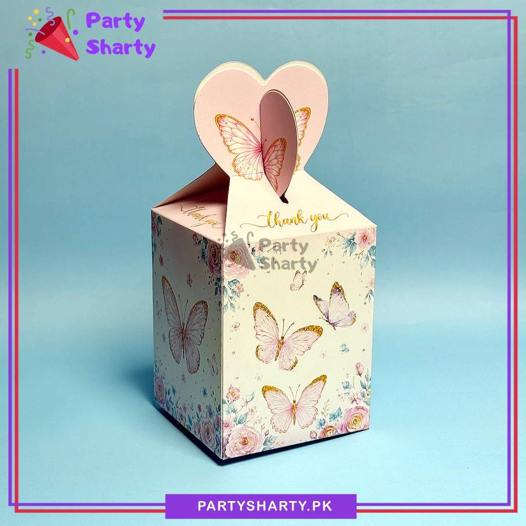 10pcs Pink Butterfly Printed Goody Box For Butterfly Theme Party Giveaways
