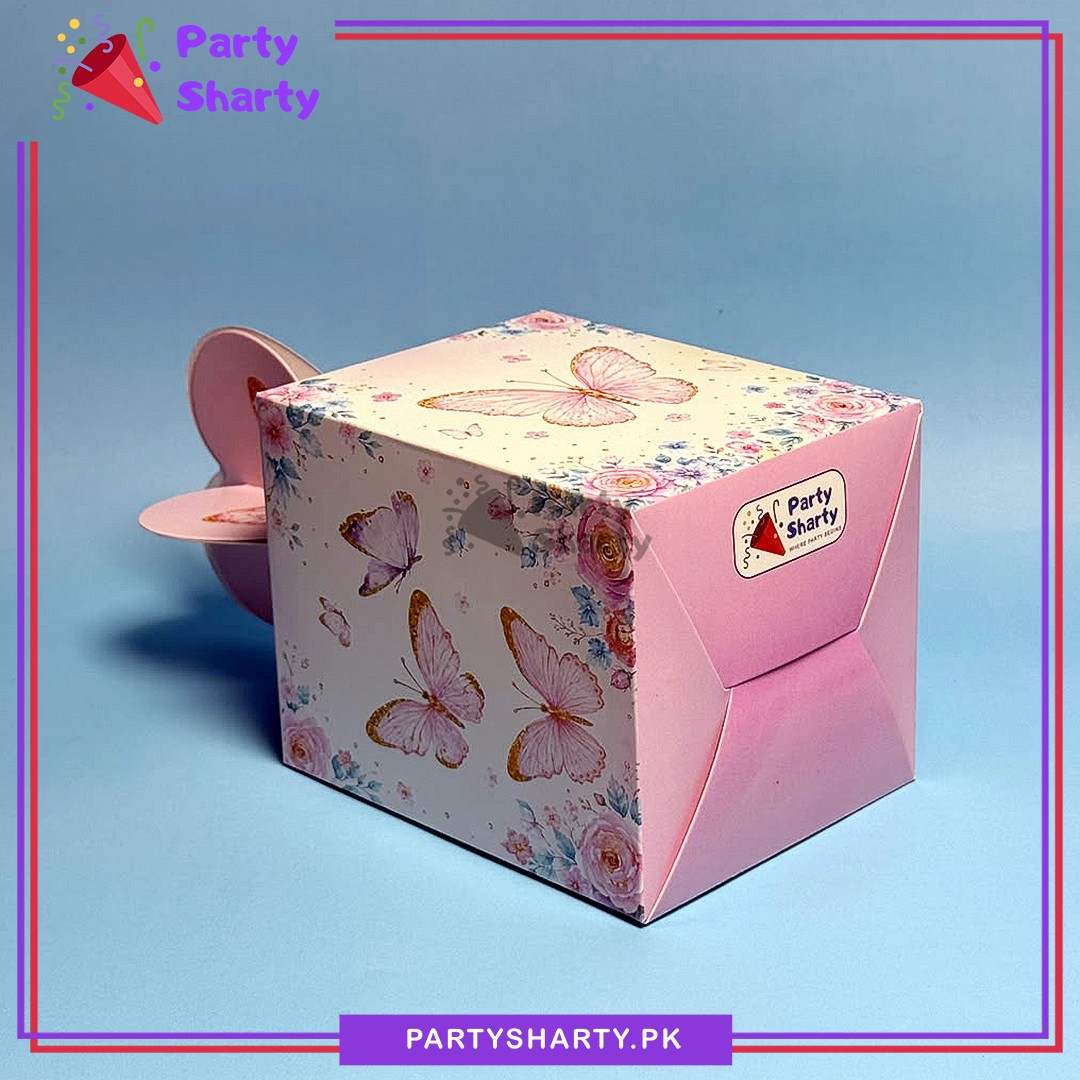 10pcs Pink Butterfly Printed Goody Box For Butterfly Theme Party Giveaways