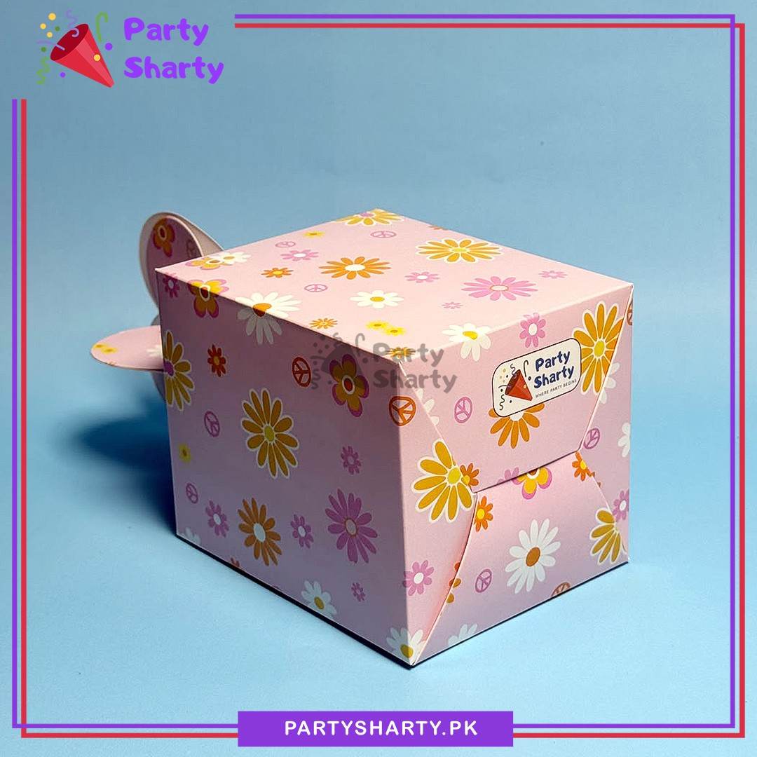 10pcs Pink with Multi Flowers Printed Goody Box For Theme Based Party Giveaways