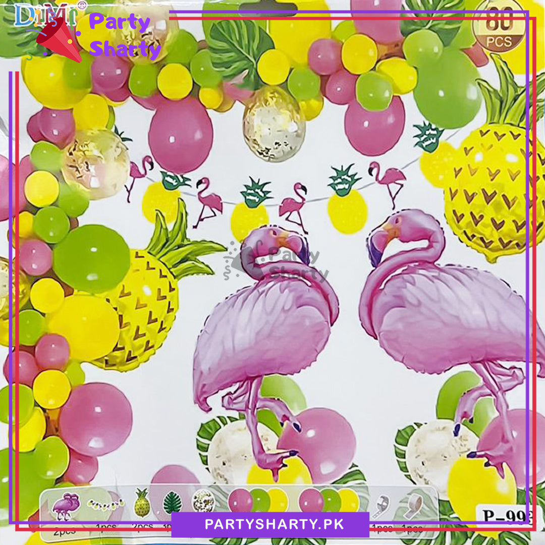 80pcs Flamingo Theme Balloon Garland Set For Birthday Decoration and Party Celebrations