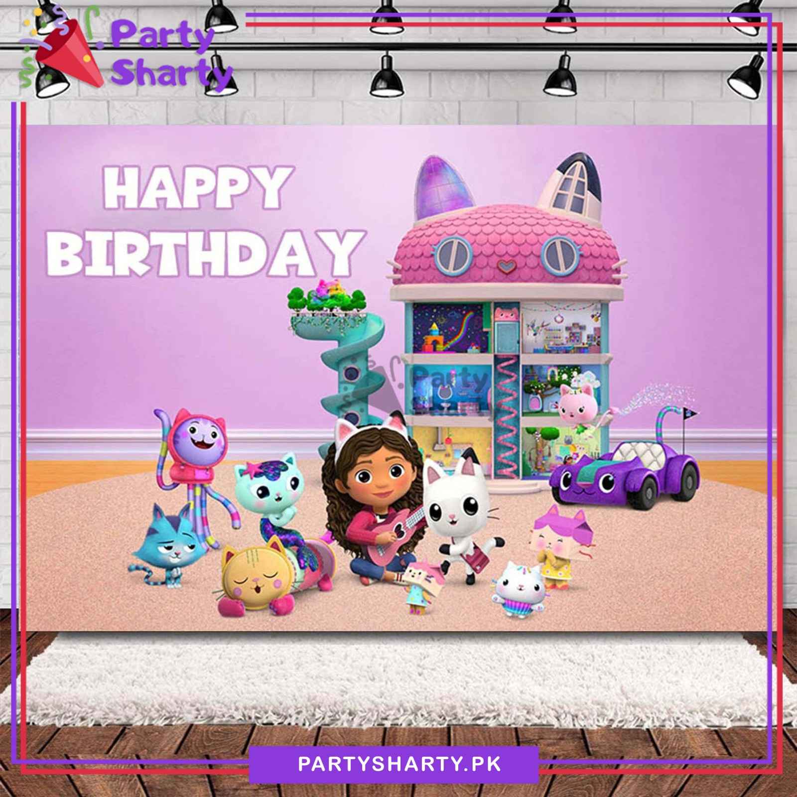 122x67cms Gabby Doll House Theme Backdrop Poster For Theme Based Birthday Decoration