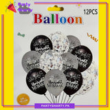12pcs Umrah Mubarak Printed Party Balloons Set For Theme Decoration & Celebrations