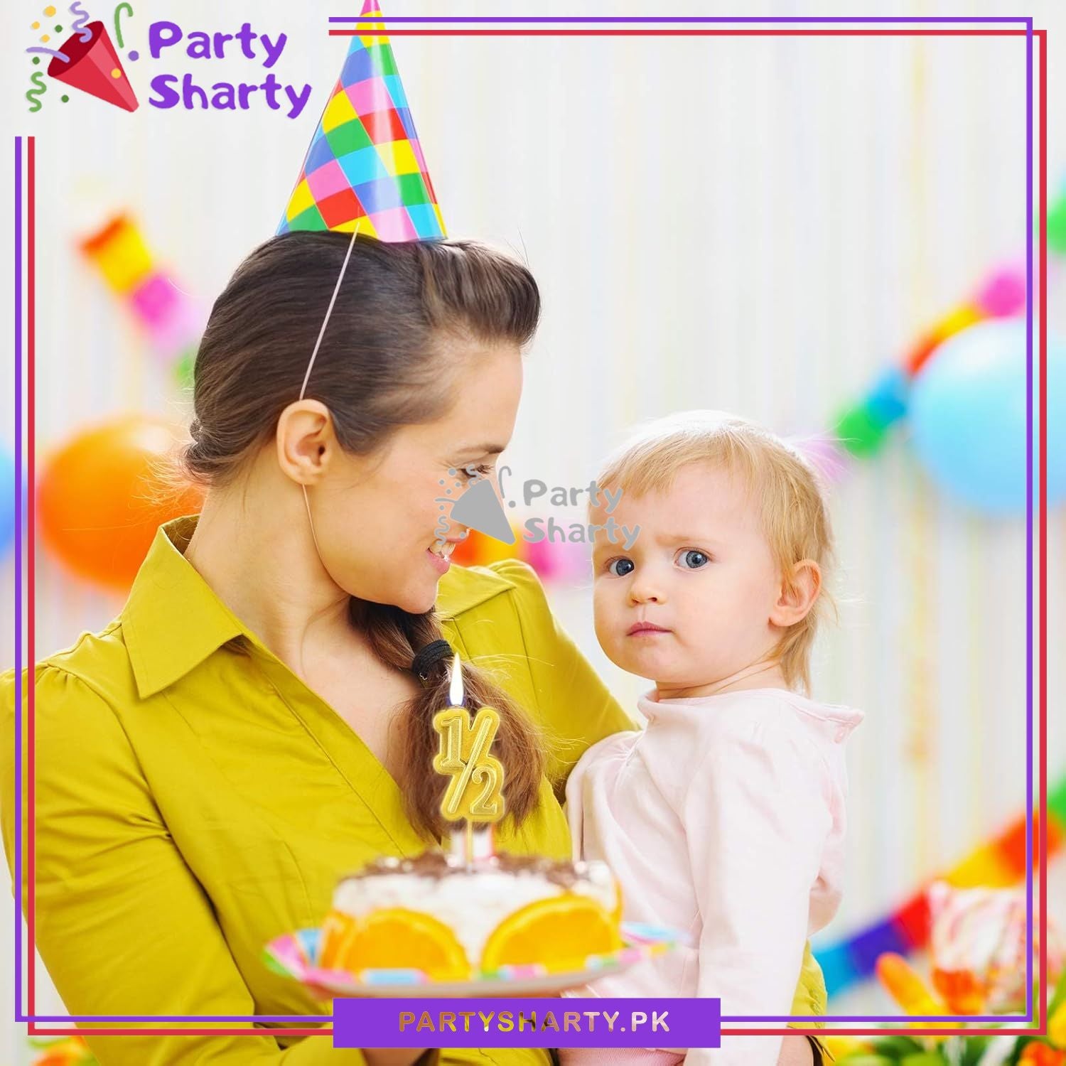 1/2 Birthday Cake Candle For Half Way to One Birthday Cake Decoration and Celebration