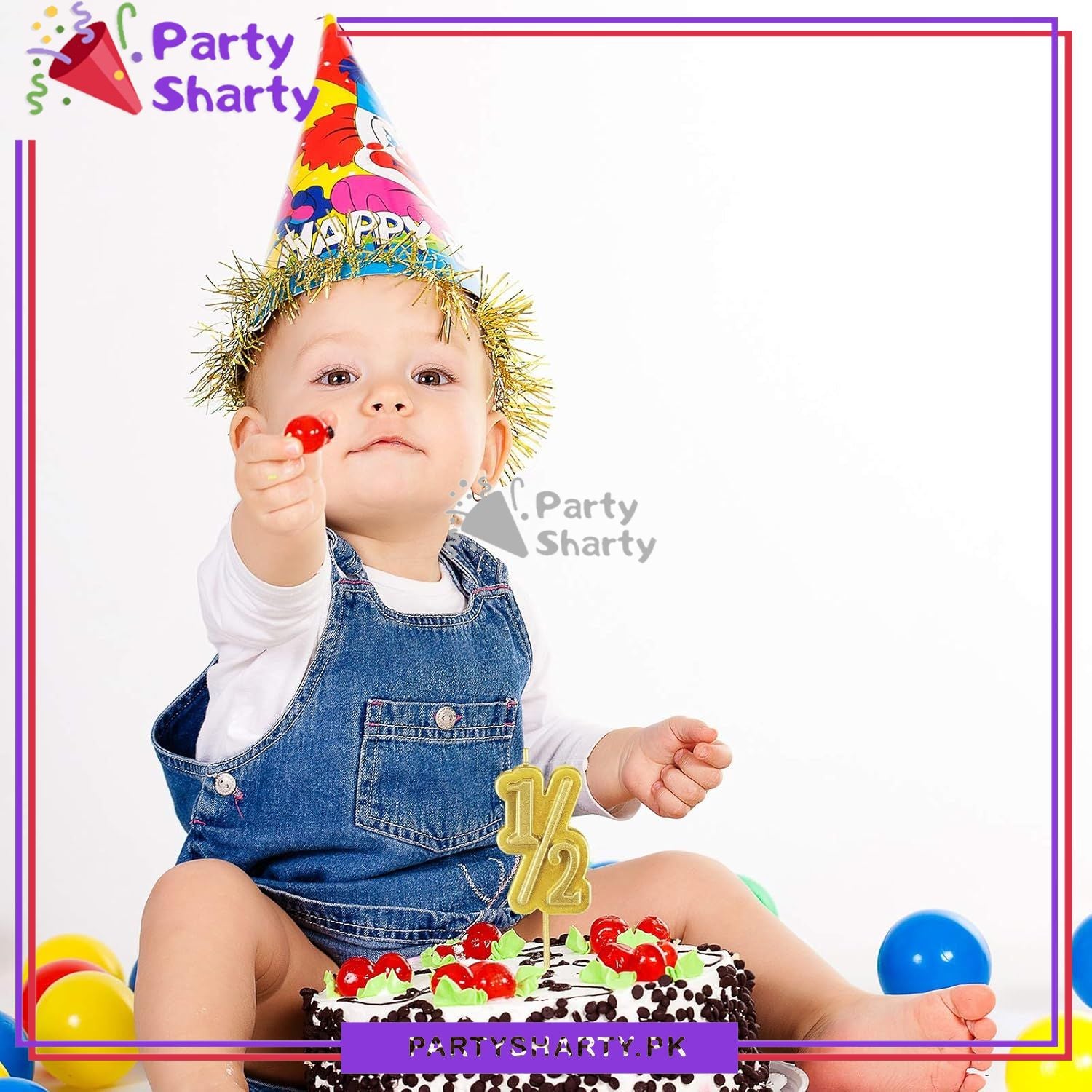 1/2 Birthday Cake Candle For Half Way to One Birthday Cake Decoration and Celebration