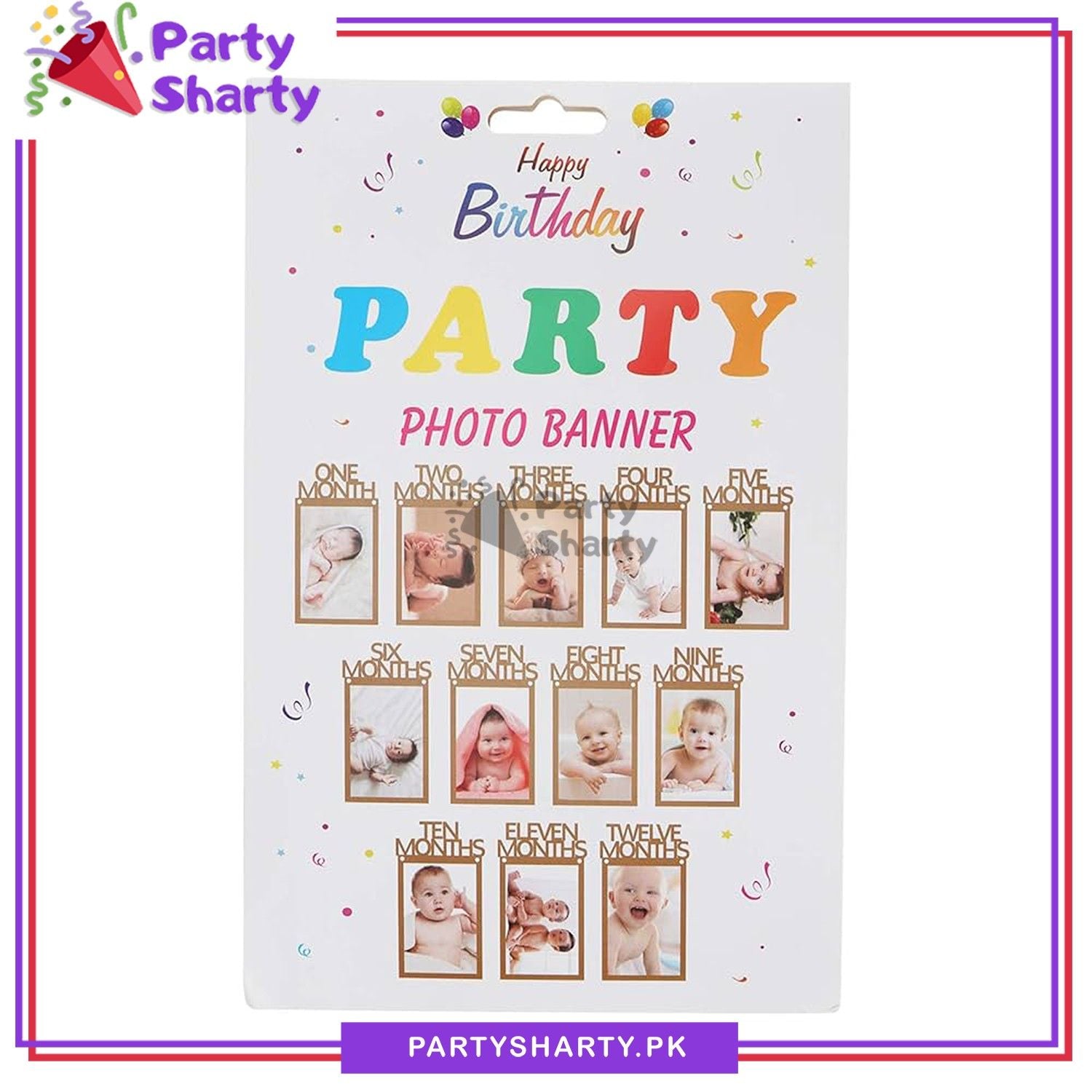 12 Months Party Photo Card Banner For 1-12 Month Photo Prop First Birthday Party Bunting Decoration