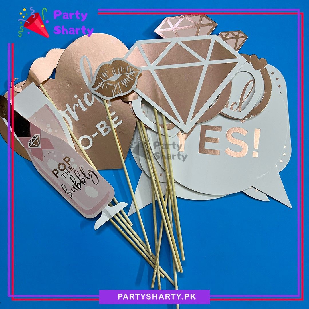 12pcs Bride Squad Theme Photo Booth Props For Bride to Be, Wedding Party Celebration & Decoration