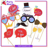 12pcs Bride & Groom Theme Photo Booth Props For Bride to be / Wedding Party Celebration and Decoration