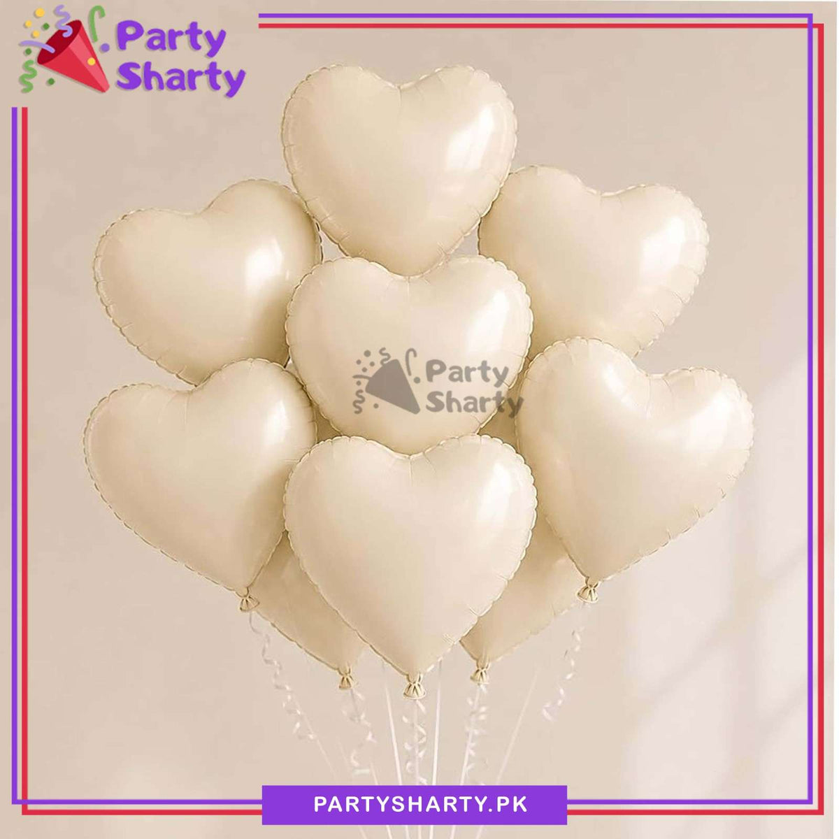 12pcs 18inches Cream Color Heart Shaped Foil Balloon Set For Party Decoration & Celebrations