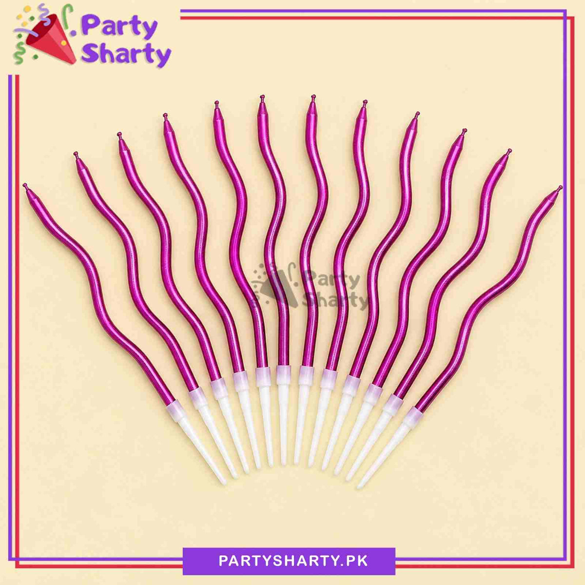 12pcs Pink Twisty Curly Candles For Cake Decoration and Birthday Celebrations