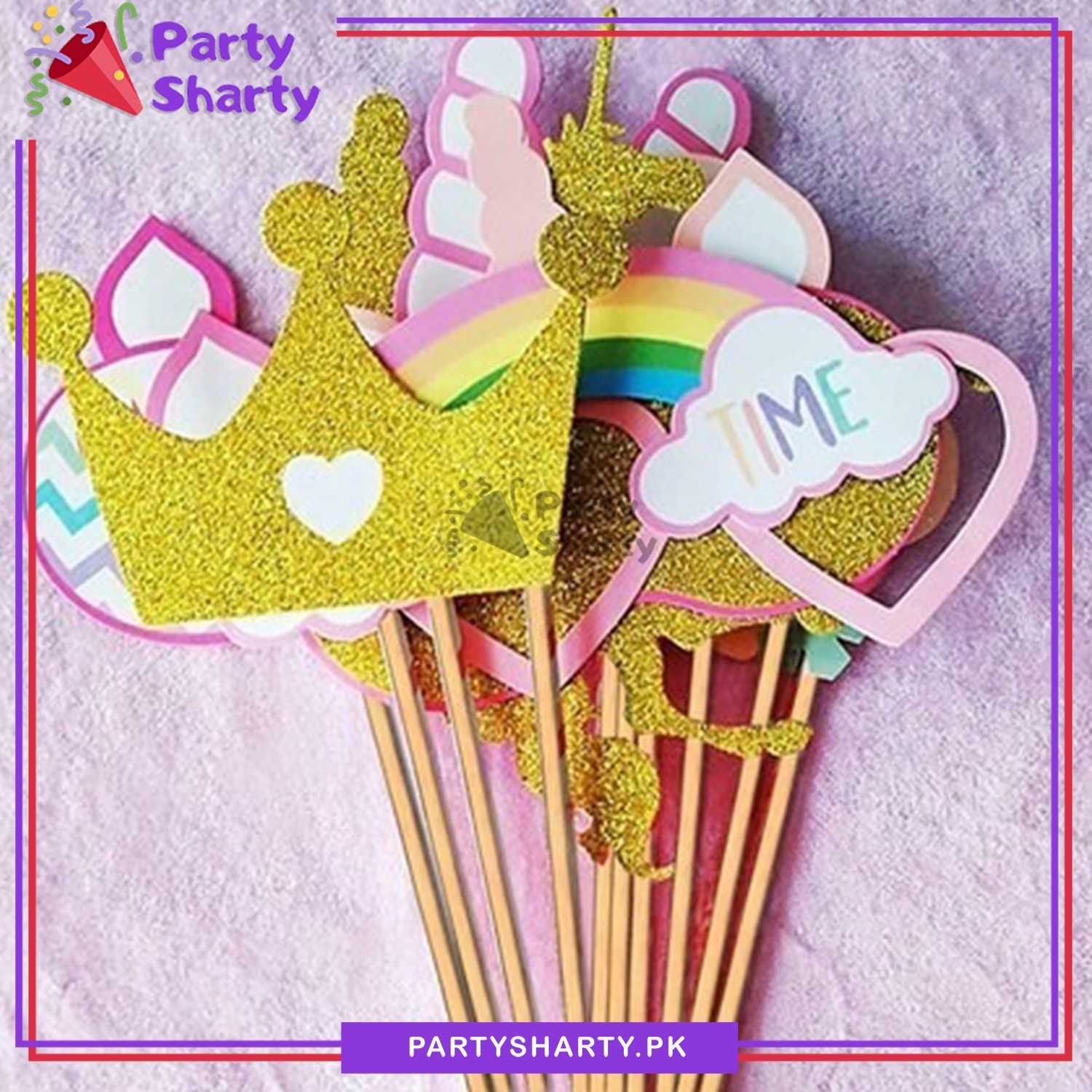 12pcs/Set Unicorn Theme Photo Booth Props For Unicorn Theme Party Celebration & Decoration