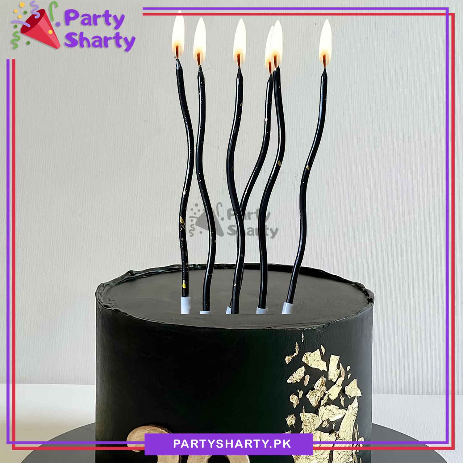 6Pcs/Set Golden Point Splashing Ink Curly Candles Cake Candle Twisted Spiral Candle