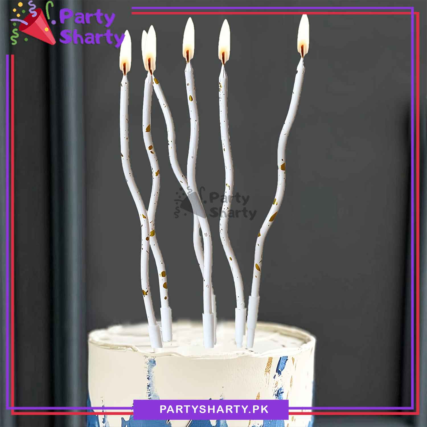 6Pcs/Set Golden Point Splashing Ink Curly Candles Cake Candle Twisted Spiral Candle