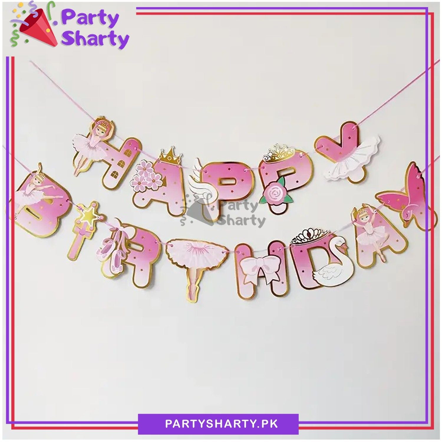 13pcs Princess Ballerina Theme Happy Birthday Card banner For Birthday Decoration and Celebration