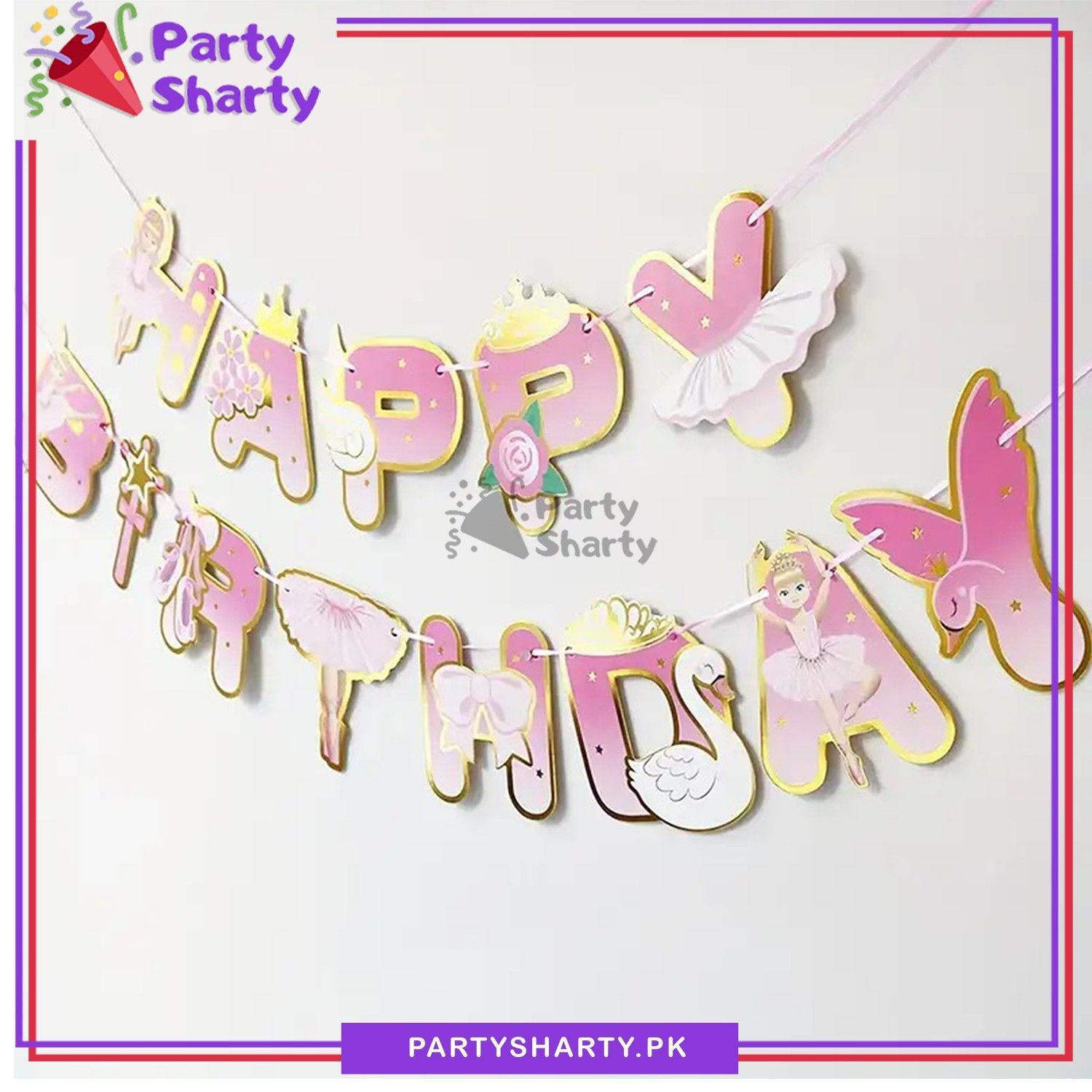 13pcs Princess Ballerina Theme Happy Birthday Card banner For Birthday Decoration and Celebration