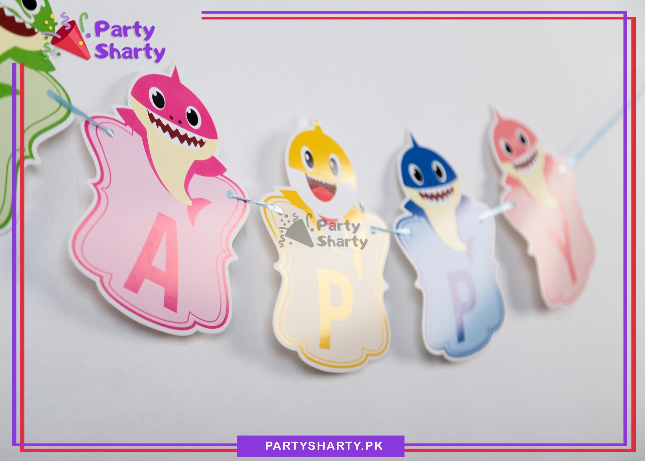 13pcs Baby Shark Theme Happy Birthday Multi Card Banner For Birthday Decoration and Celebrations