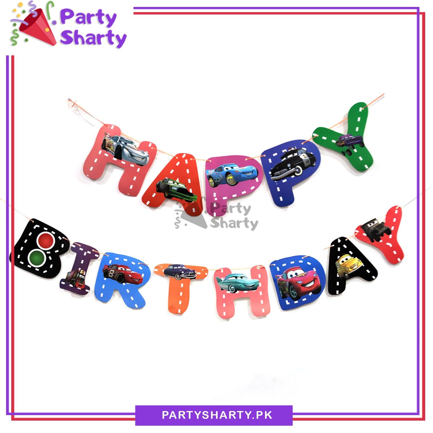 13pcs Lightning McQueen Happy Birthday Card Banner For Theme Based Birthday Decoration and Celebration