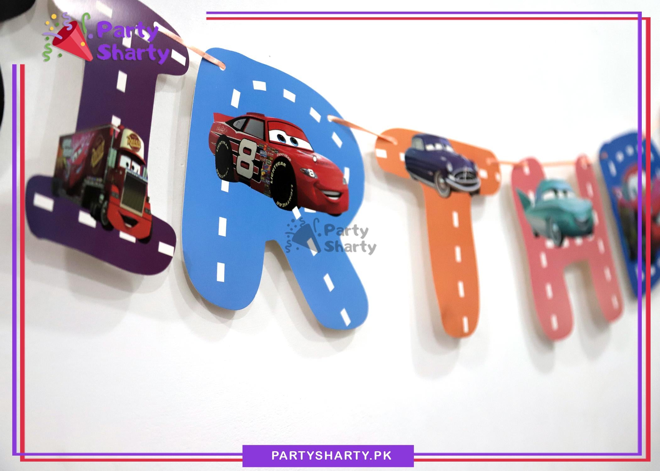 13pcs Lightning McQueen Happy Birthday Card Banner For Theme Based Birthday Decoration and Celebration