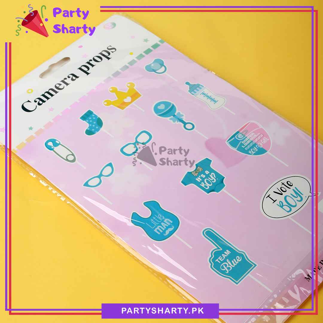 13pcs/Set Blue Baby Shower I Vote Boy Photo Booth Props For Gender Reveal Celebrations