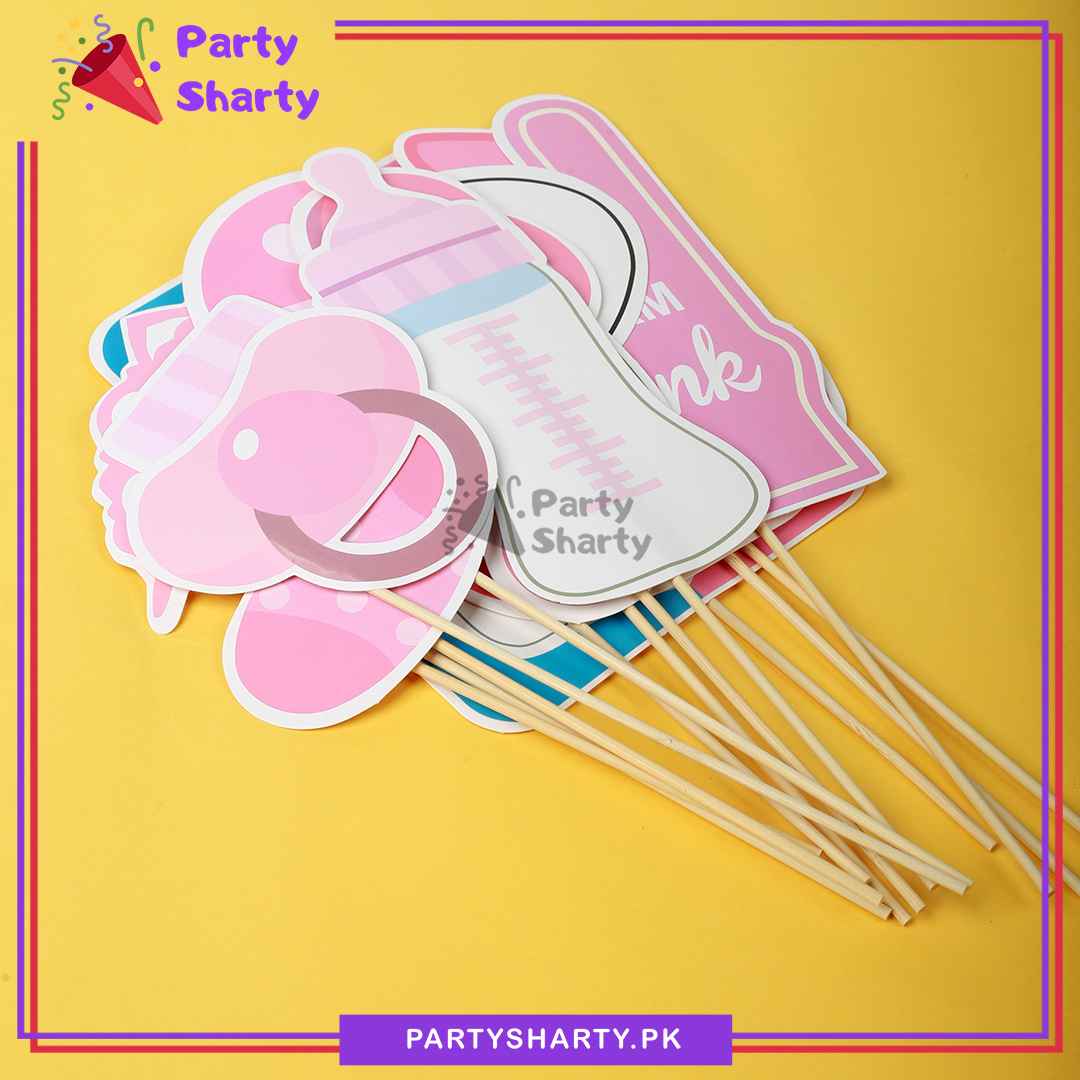 13pcs/Set Pink Baby Shower I Vote Girl Photo Booth Props For Gender Reveal Celebrations