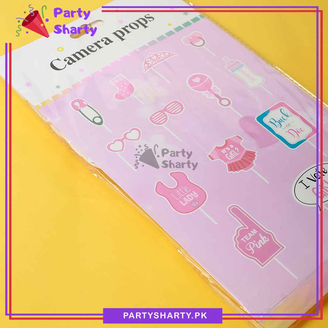 13pcs/Set Pink Baby Shower I Vote Girl Photo Booth Props For Gender Reveal Celebrations