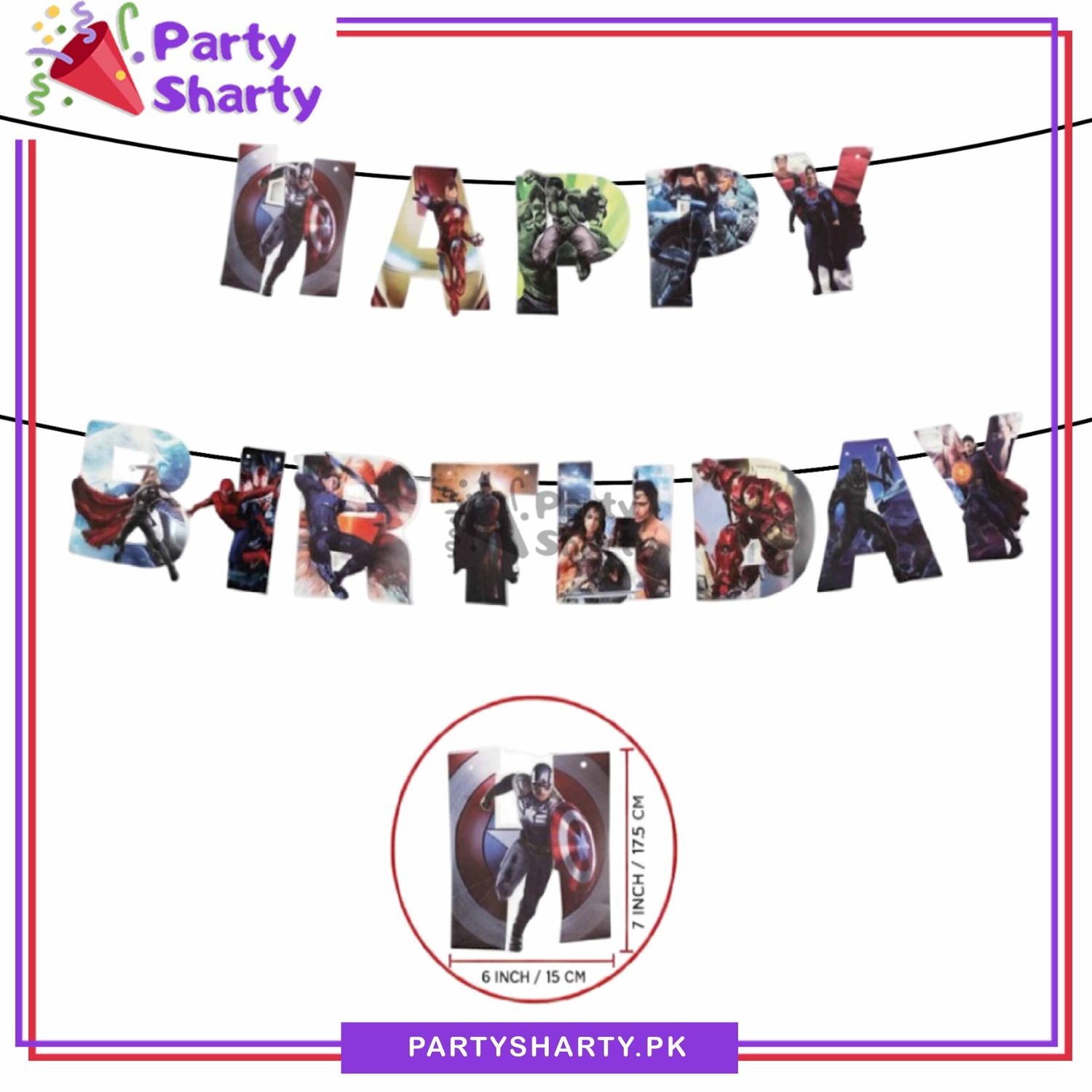 13pcs Avengers Theme Happy Birthday Card Banner For Theme Based Birthday Decoration and Celebration